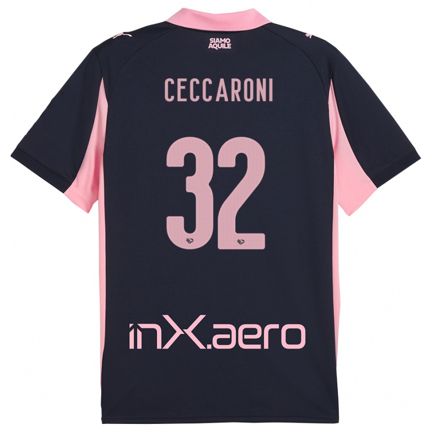 נשים פייטרו צ'קארוני #32 כחול נייבי ורוד הרחק ג'רזי 2025/26 חולצה קצרה