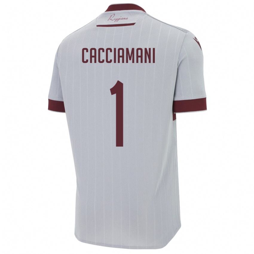 נשים Niccolò Cacciamani #1 בורגונדי לבן הרחק ג'רזי 2025/26 חולצה קצרה