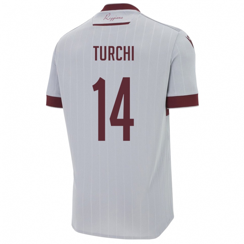 נשים Nicolò Turchi #14 בורגונדי לבן הרחק ג'רזי 2025/26 חולצה קצרה