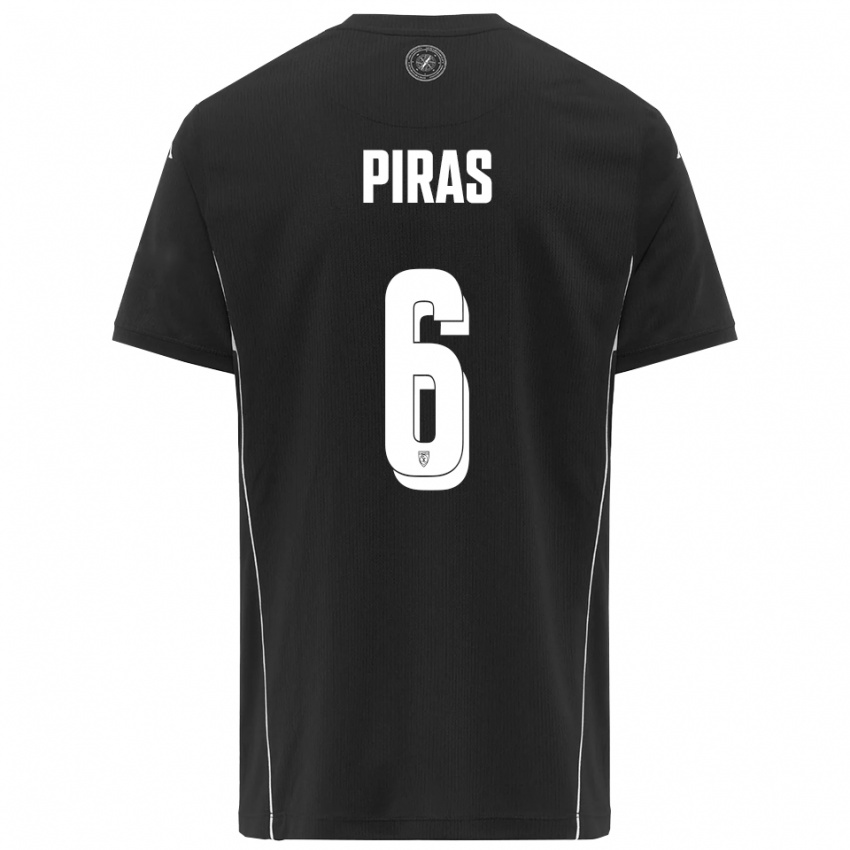 נשים Filippo Piras #6 שחור לבן הרחק ג'רזי 2025/26 חולצה קצרה