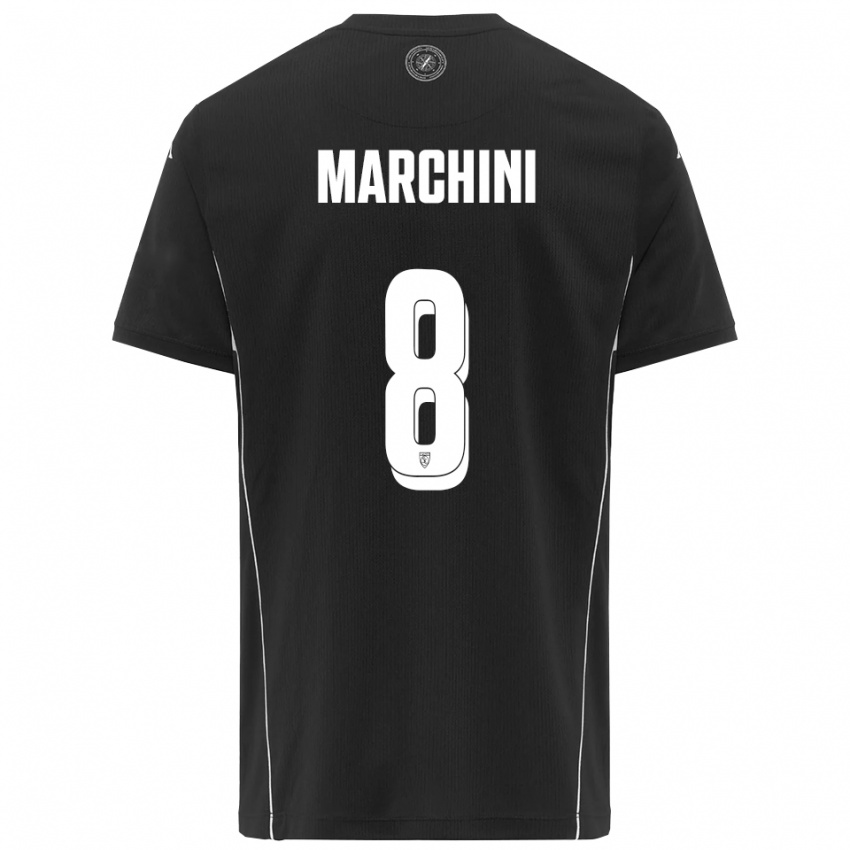 נשים Mattia Marchini #8 שחור לבן הרחק ג'רזי 2025/26 חולצה קצרה