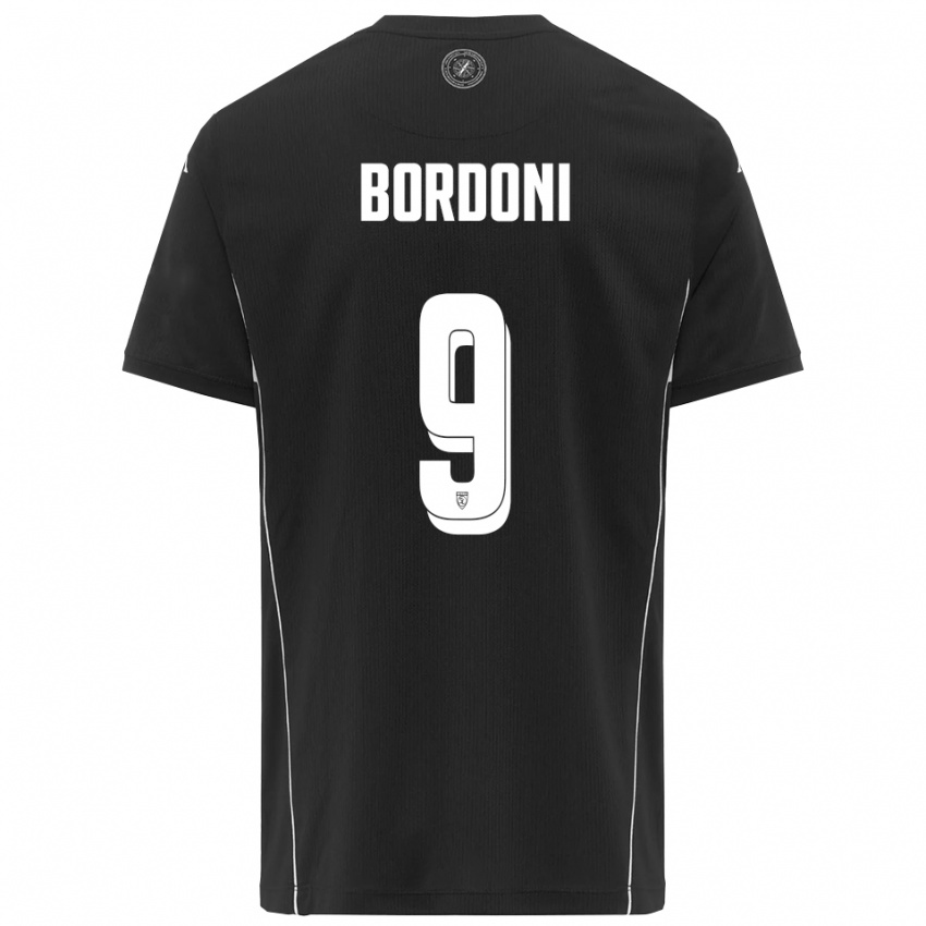 נשים Cristian Bordoni #9 שחור לבן הרחק ג'רזי 2025/26 חולצה קצרה