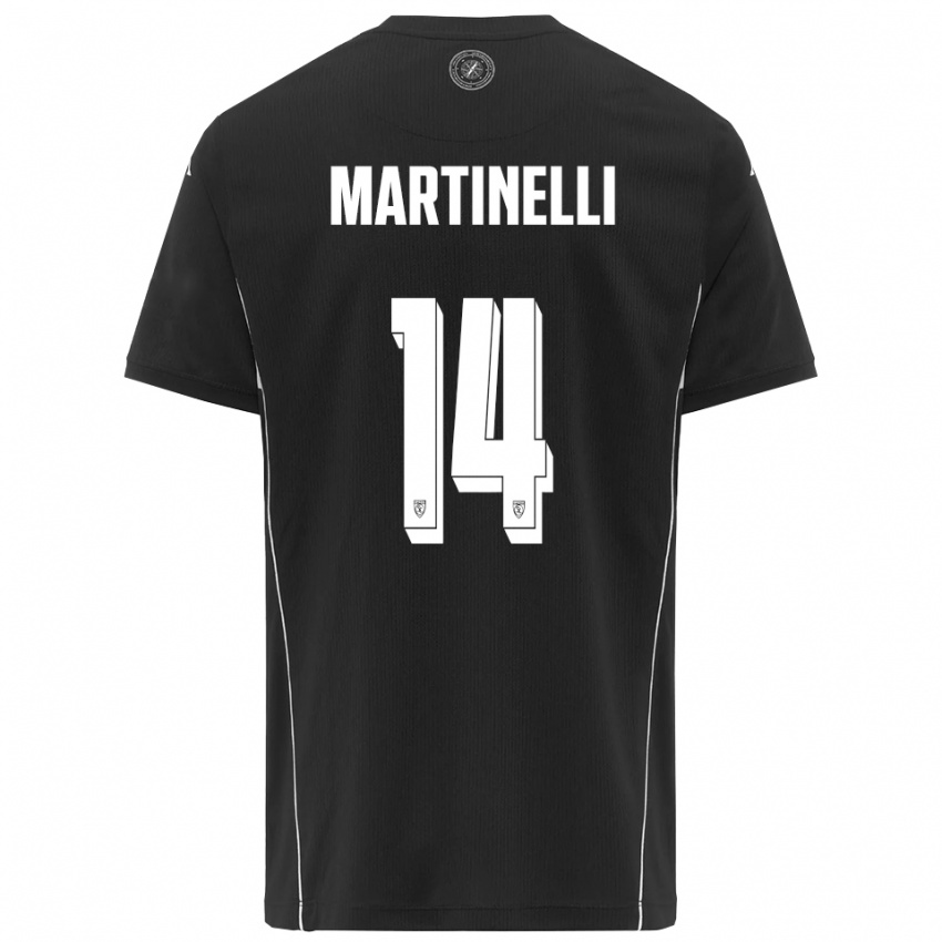 נשים Nicola Martinelli #14 שחור לבן הרחק ג'רזי 2025/26 חולצה קצרה