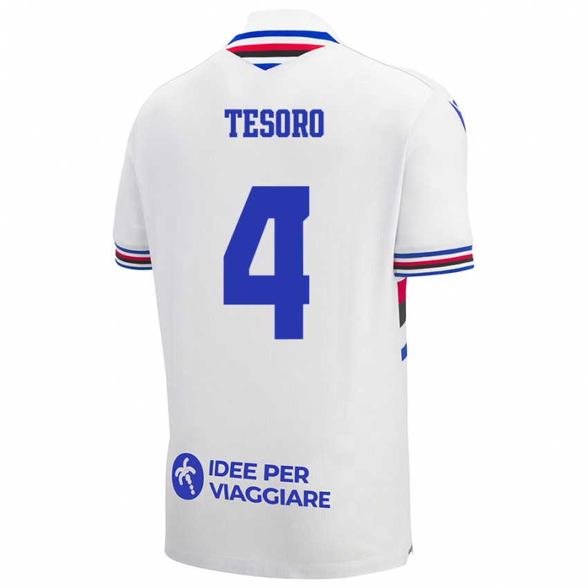 נשים כריסטיאן טסורו #4 לבן כחול אדום הרחק ג'רזי 2025/26 חולצה קצרה