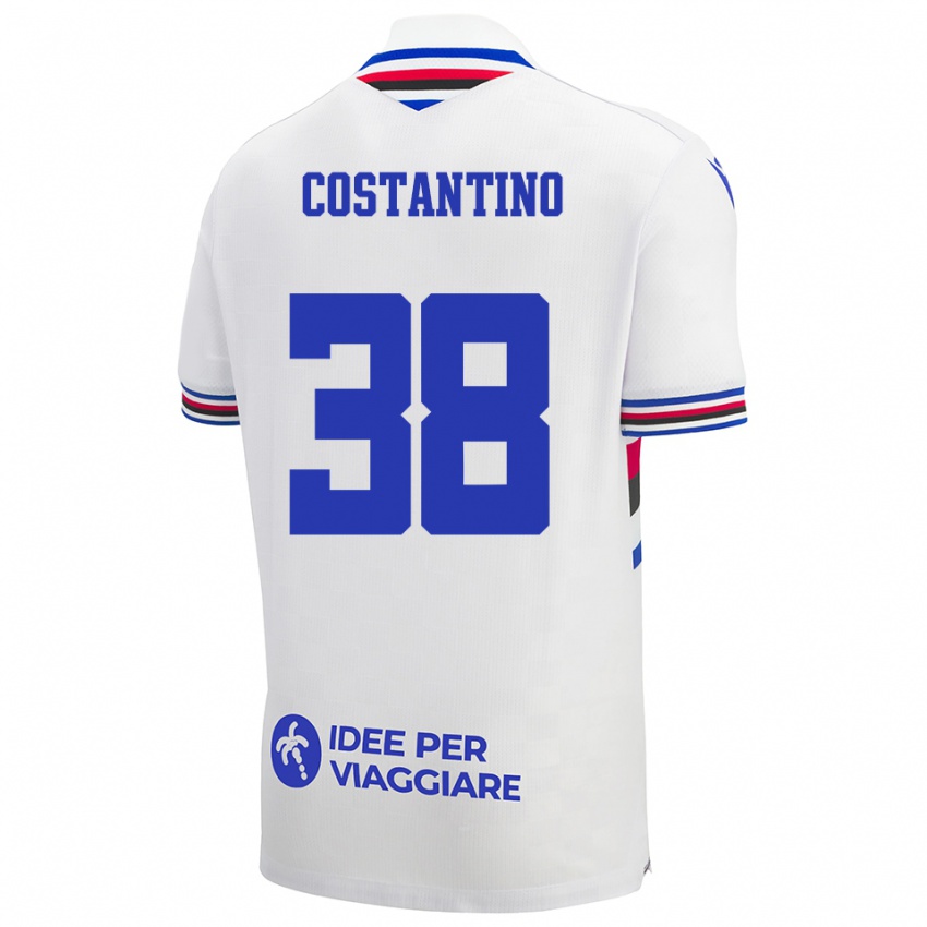 נשים Lorenzo Costantino #38 לבן כחול אדום הרחק ג'רזי 2025/26 חולצה קצרה