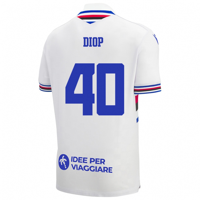 נשים Karim Diop #40 לבן כחול אדום הרחק ג'רזי 2025/26 חולצה קצרה