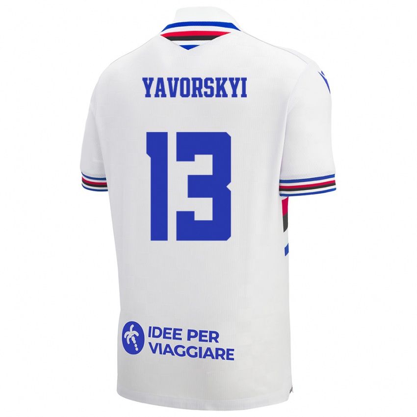נשים Vladyslav Yavorskyi #13 לבן כחול אדום הרחק ג'רזי 2025/26 חולצה קצרה