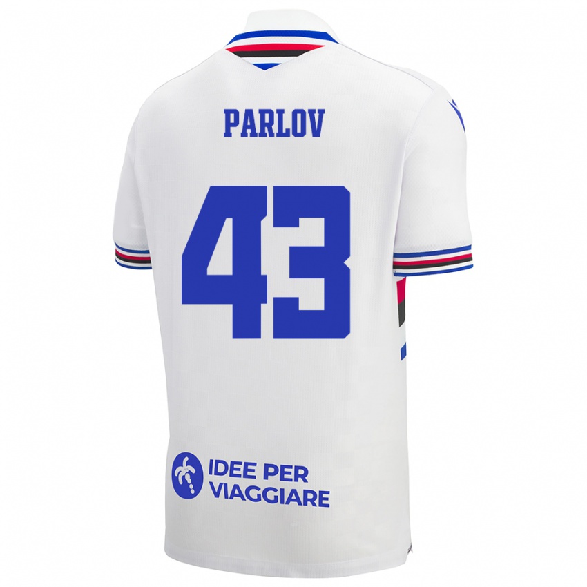 נשים Benjamin Parlov #43 לבן כחול אדום הרחק ג'רזי 2025/26 חולצה קצרה