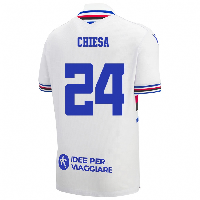 נשים Lorenzo Chiesa #24 לבן כחול אדום הרחק ג'רזי 2025/26 חולצה קצרה