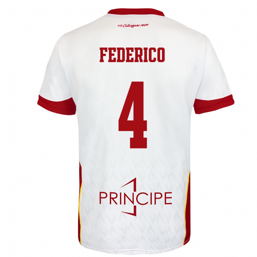 נשים Giuseppe Federico #4 לבן אדום הרחק ג'רזי 2025/26 חולצה קצרה