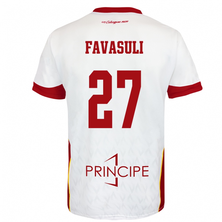 נשים Costantino Favasuli #27 לבן אדום הרחק ג'רזי 2025/26 חולצה קצרה