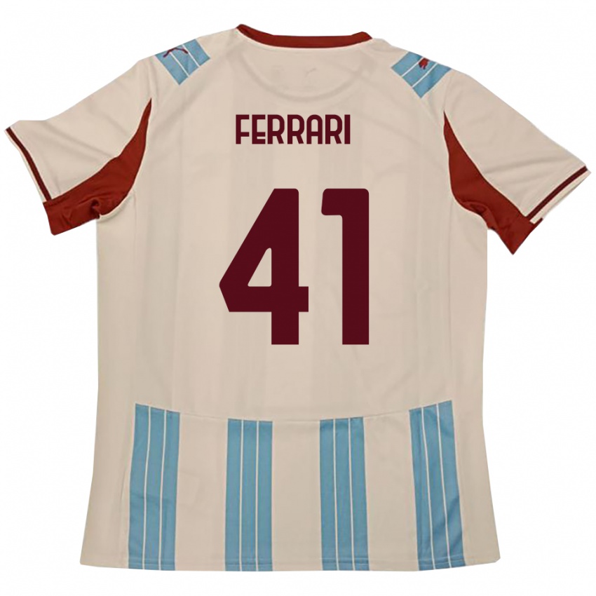 נשים Tommaso Ferrari #41 תכלת לבן הרחק ג'רזי 2025/26 חולצה קצרה