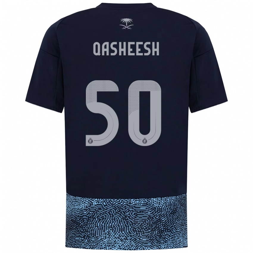 נשים Majed Qasheesh #50 כחול נייבי תכלת הרחק ג'רזי 2025/26 חולצה קצרה