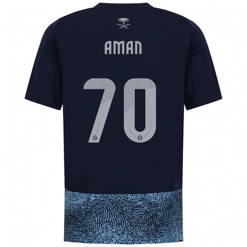 נשים עוואד אמאן #70 כחול נייבי תכלת הרחק ג'רזי 2025/26 חולצה קצרה