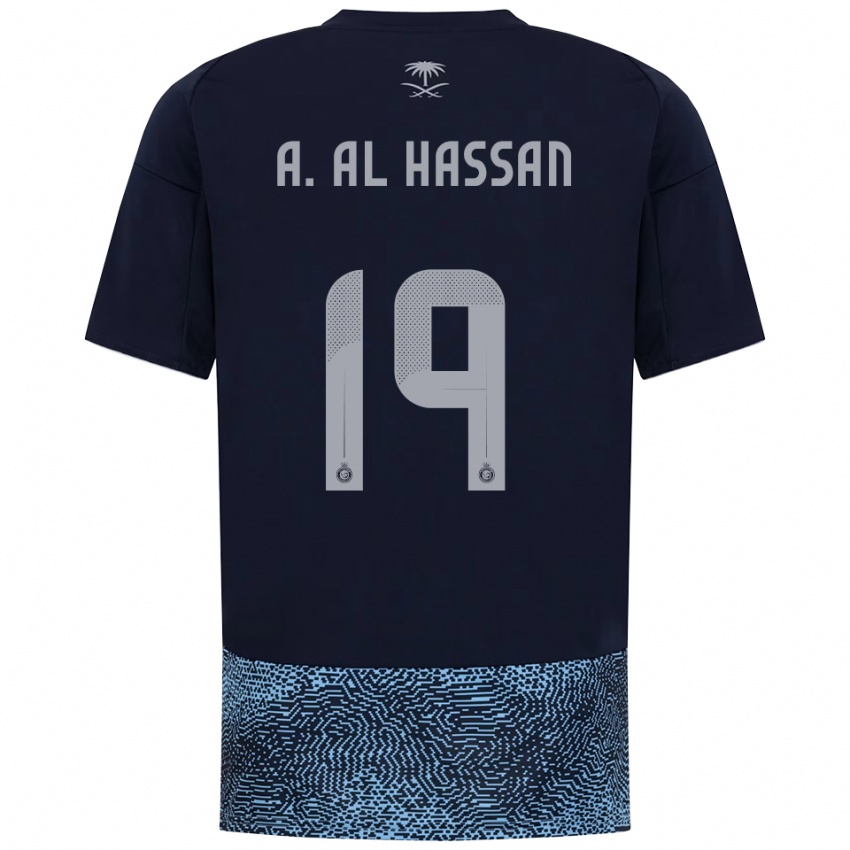 נשים עלי אל-חסן #19 כחול נייבי תכלת הרחק ג'רזי 2025/26 חולצה קצרה