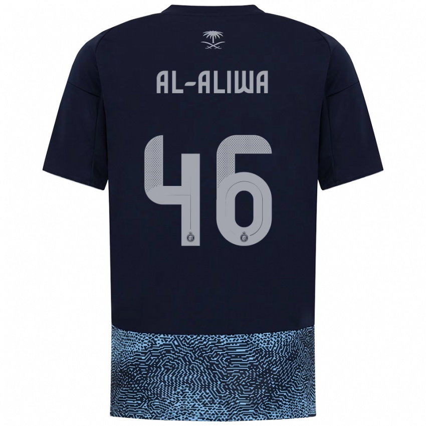 נשים Abdulaziz Al-Aliwa #46 כחול נייבי תכלת הרחק ג'רזי 2025/26 חולצה קצרה