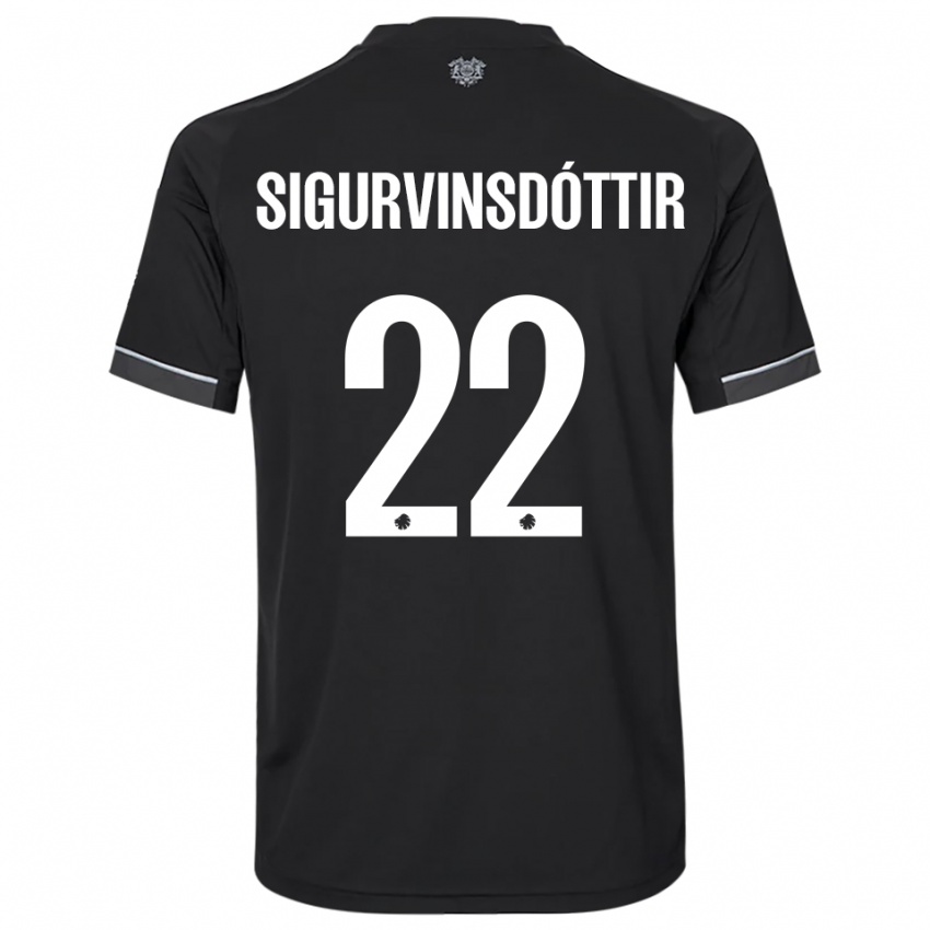 נשים Sunneva Sigurvinsdóttir #22 שחור לבן הרחק ג'רזי 2025/26 חולצה קצרה