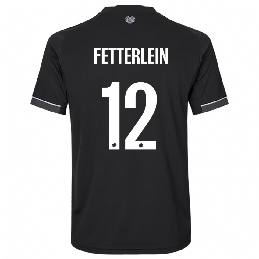 נשים Sean Fetterlein #12 שחור לבן הרחק ג'רזי 2025/26 חולצה קצרה