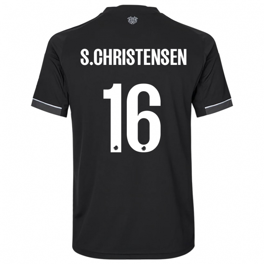 נשים סבסטיאן כריסטנסן #16 שחור לבן הרחק ג'רזי 2025/26 חולצה קצרה
