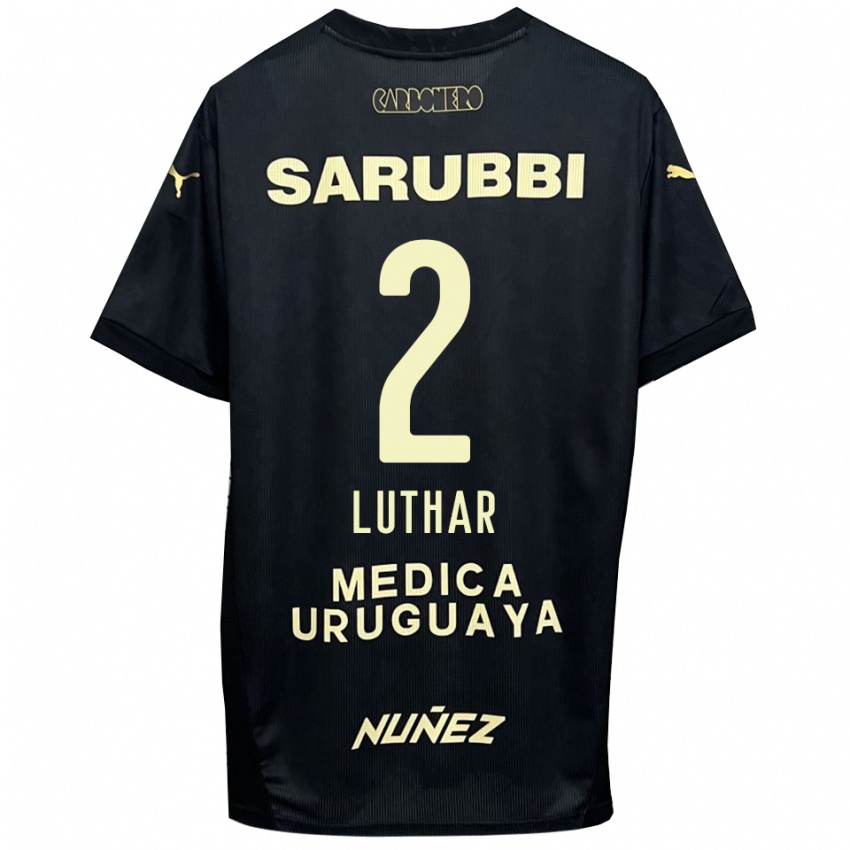 נשים Thiago Luthar #2 שחור זהב הרחק ג'רזי 2025/26 חולצה קצרה