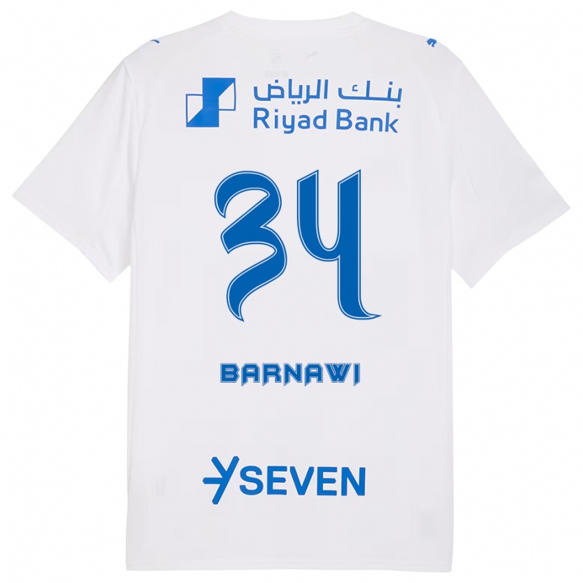 נשים Saleh Barnawi #34 לבן כחול הרחק ג'רזי 2025/26 חולצה קצרה