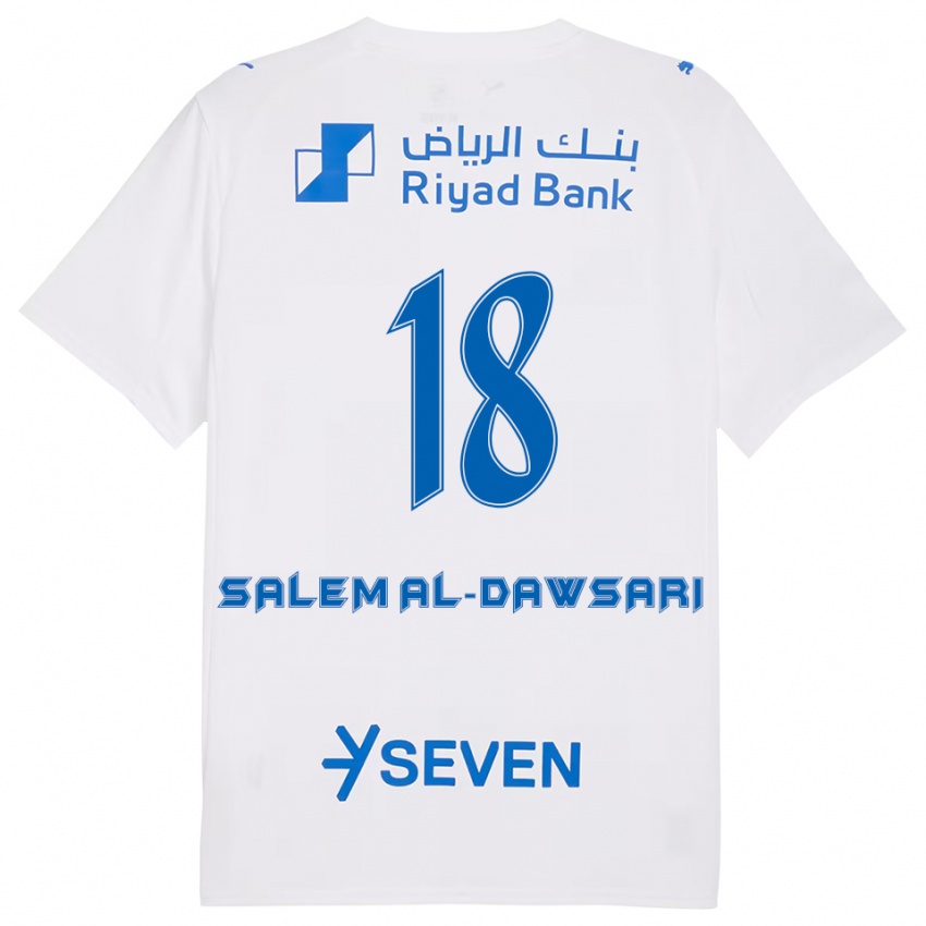 נשים Nawaf Salem Al-Dawsari #18 לבן כחול הרחק ג'רזי 2025/26 חולצה קצרה