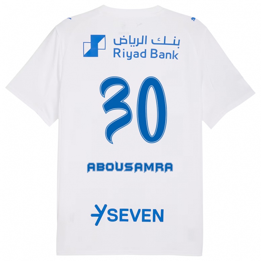 נשים Lamar Abousamra #30 לבן כחול הרחק ג'רזי 2025/26 חולצה קצרה