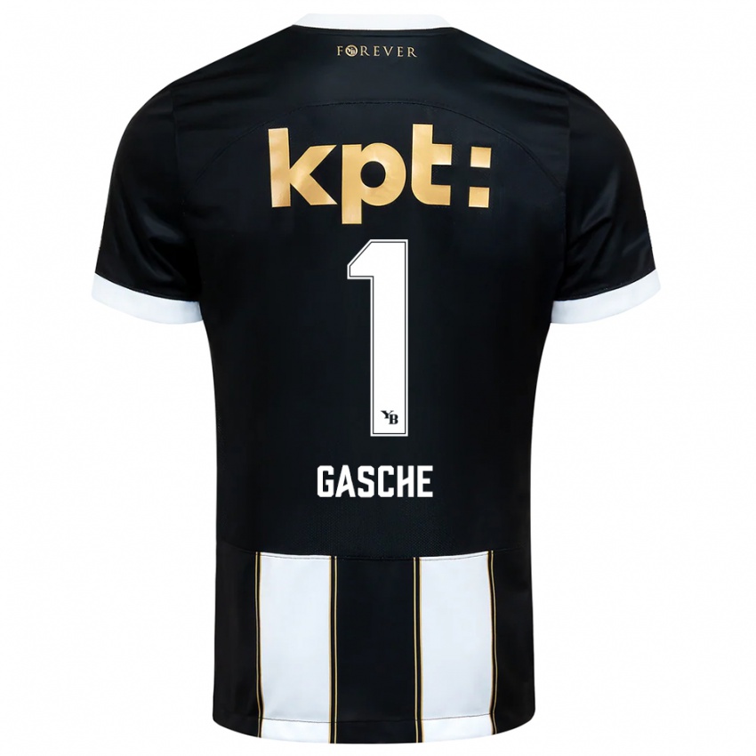 נשים Bastian Gasche #1 שחור לבן הרחק ג'רזי 2025/26 חולצה קצרה