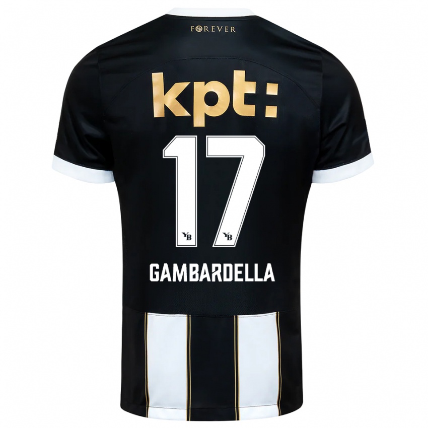 נשים Matteo Gambardella #17 שחור לבן הרחק ג'רזי 2025/26 חולצה קצרה