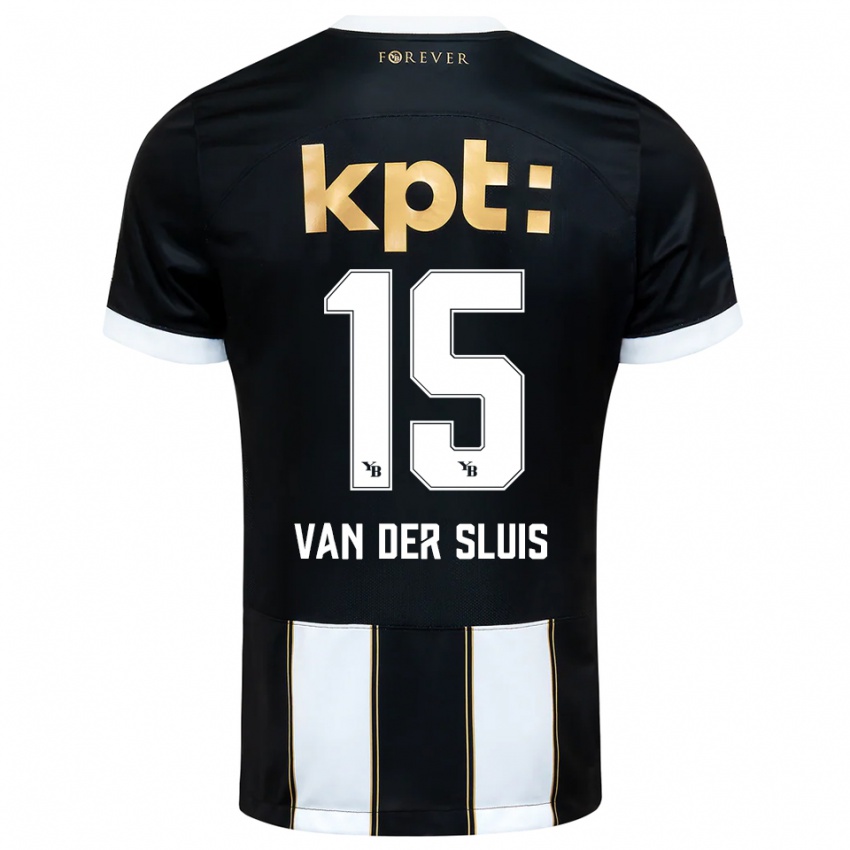 נשים Gennaro Van Der Sluis #15 שחור לבן הרחק ג'רזי 2025/26 חולצה קצרה