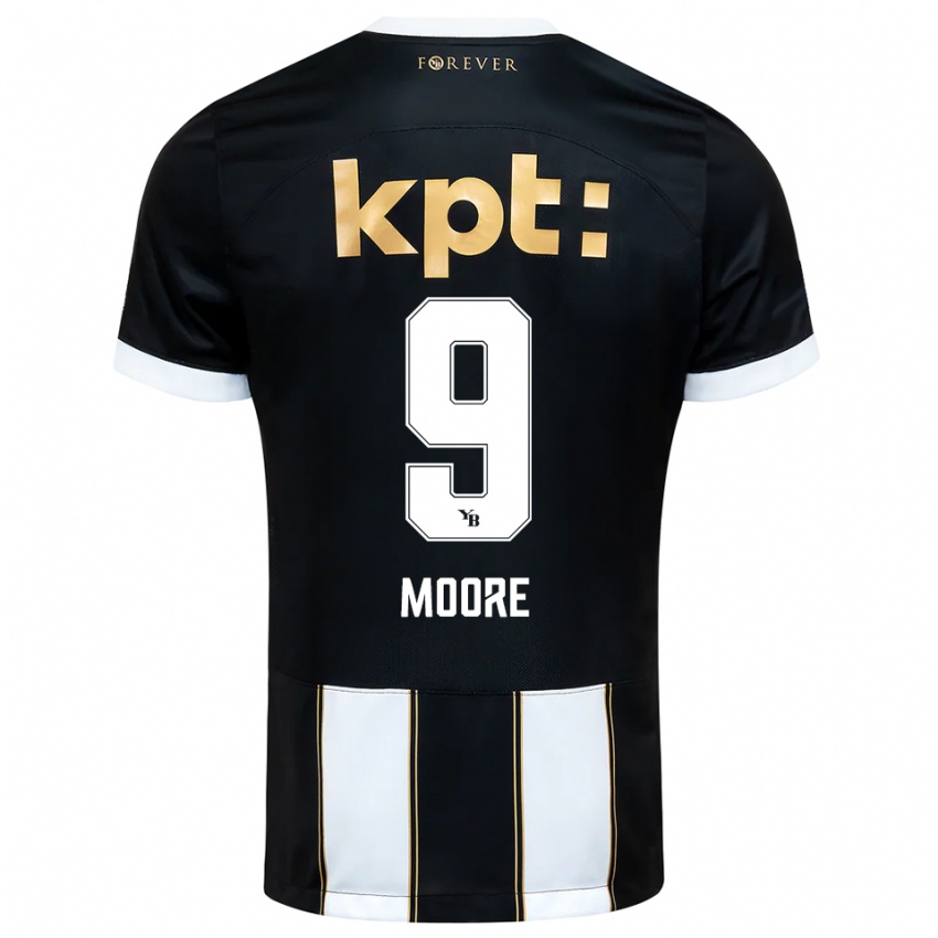 נשים Jamie Moore #9 שחור לבן הרחק ג'רזי 2025/26 חולצה קצרה