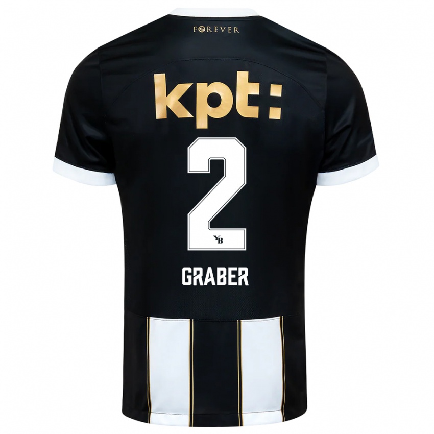 נשים Simon Graber #2 שחור לבן הרחק ג'רזי 2025/26 חולצה קצרה