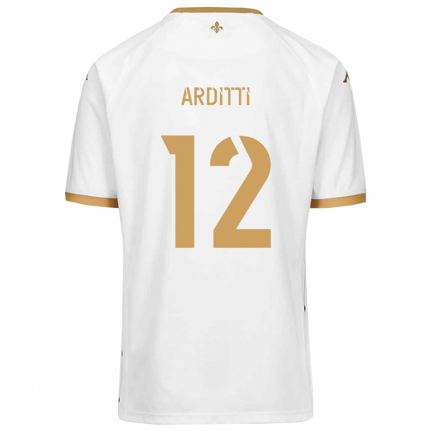 נשים Nathan Arditti #12 לבן זהב הרחק ג'רזי 2025/26 חולצה קצרה