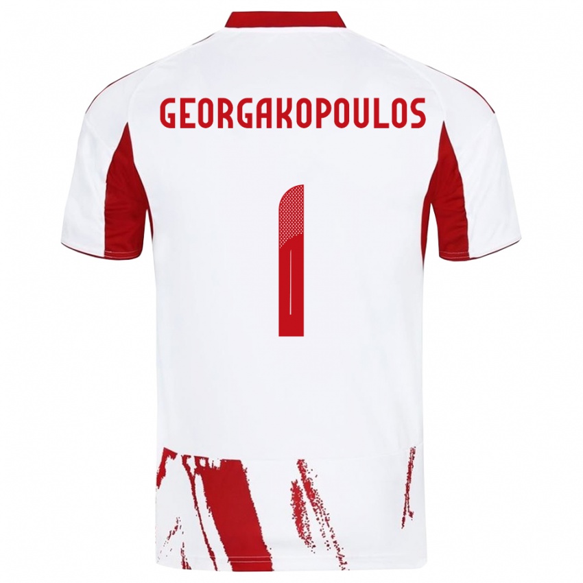 נשים Iason Georgakopoulos #1 לבן אדום הרחק ג'רזי 2025/26 חולצה קצרה