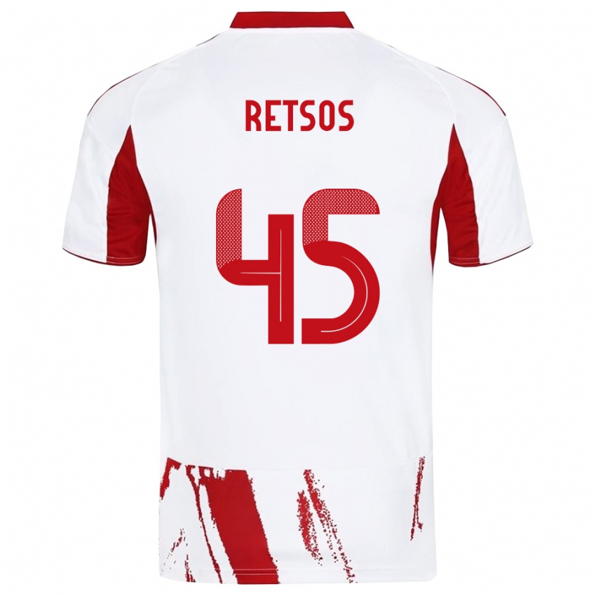 נשים פנגיוטיס רטסוס #45 לבן אדום הרחק ג'רזי 2025/26 חולצה קצרה