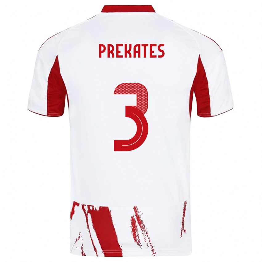 נשים Vasilios Prekates #3 לבן אדום הרחק ג'רזי 2025/26 חולצה קצרה