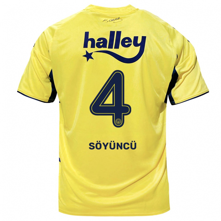 נשים Caglar Soyuncu #4 צהוב כחול נייבי הרחק ג'רזי 2025/26 חולצה קצרה