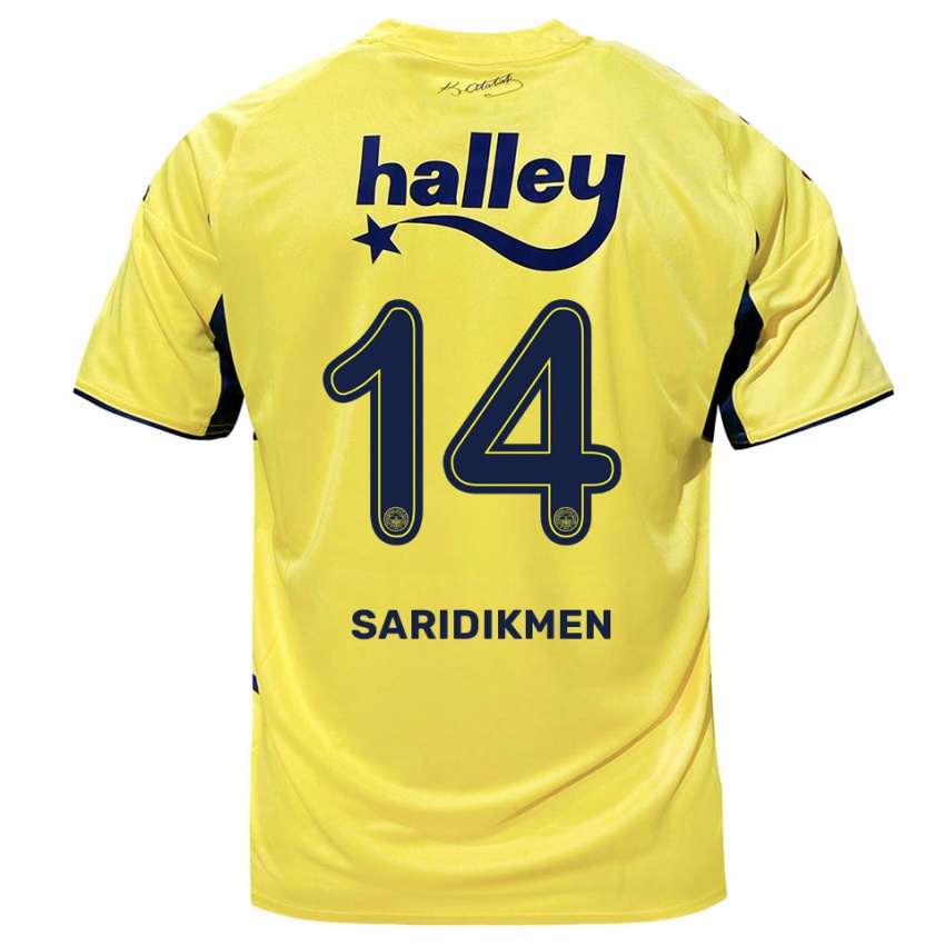 נשים Çağan Sarıdikmen #14 צהוב כחול נייבי הרחק ג'רזי 2025/26 חולצה קצרה