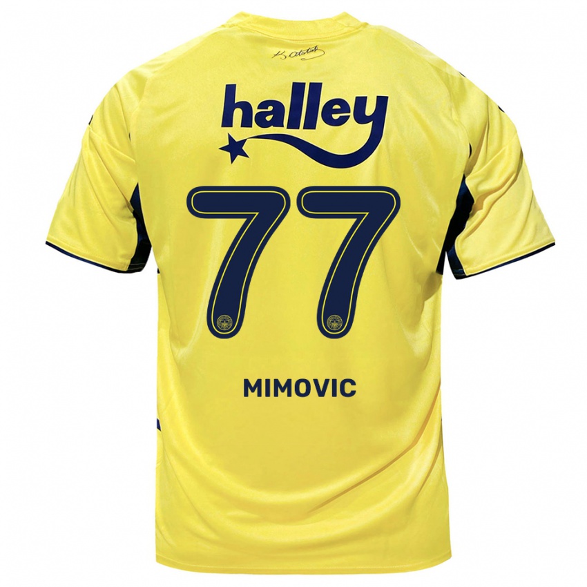 נשים אוגניין מימוביץ' #77 צהוב כחול נייבי הרחק ג'רזי 2025/26 חולצה קצרה