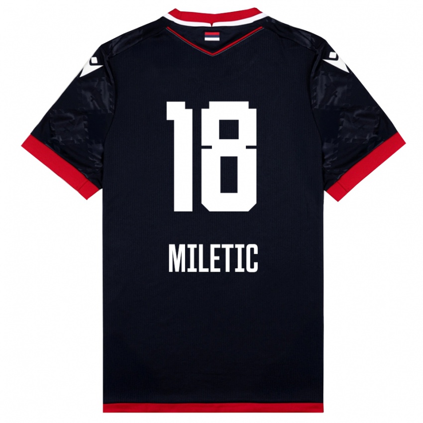 נשים Ignjat Miletic #18 שחור אדום הרחק ג'רזי 2025/26 חולצה קצרה