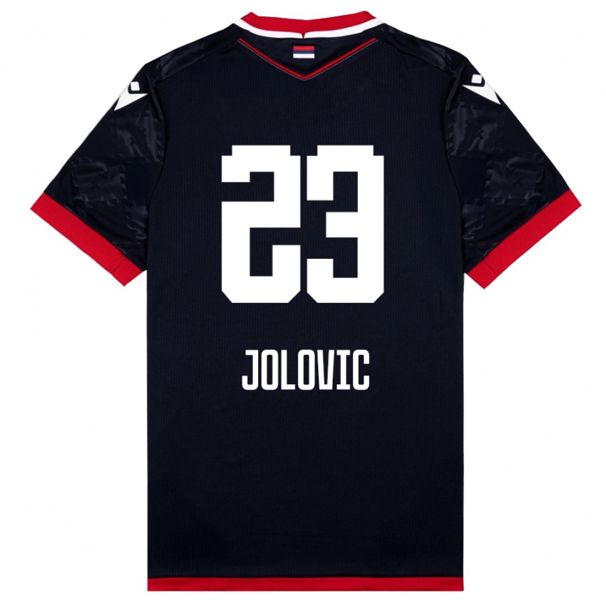 נשים Bogdan Jolovic #23 שחור אדום הרחק ג'רזי 2025/26 חולצה קצרה