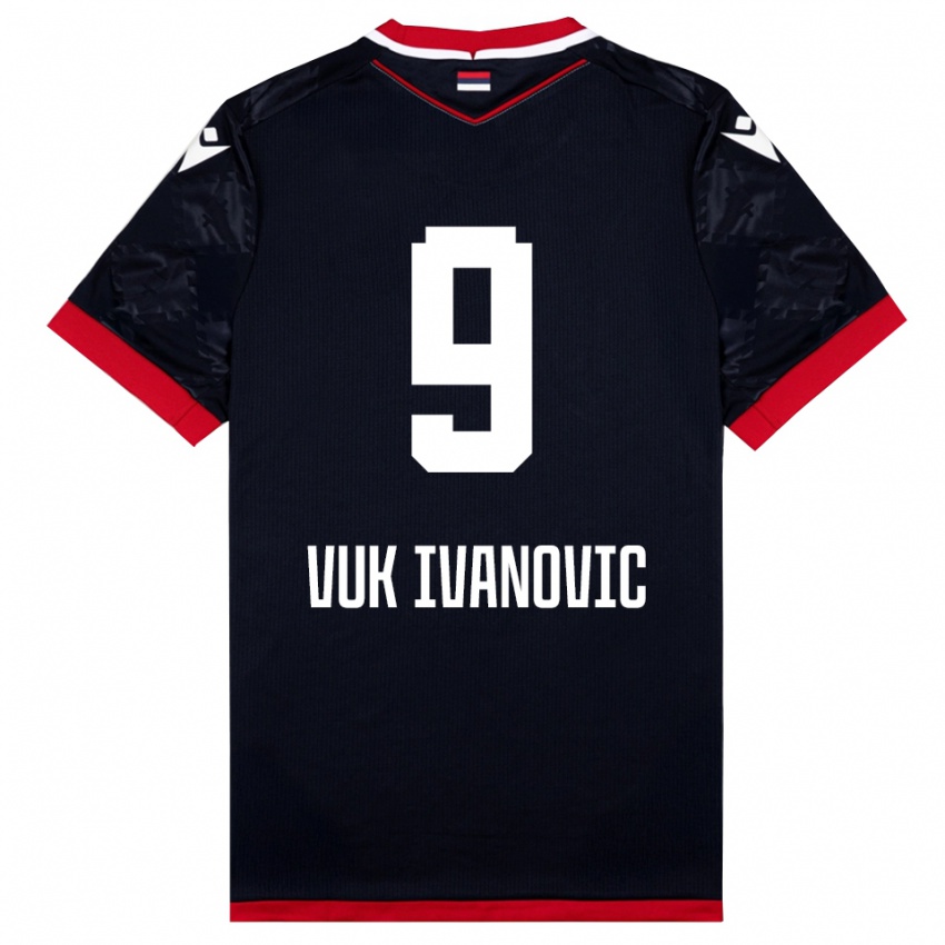 נשים Vuk Ivanovic #9 שחור אדום הרחק ג'רזי 2025/26 חולצה קצרה