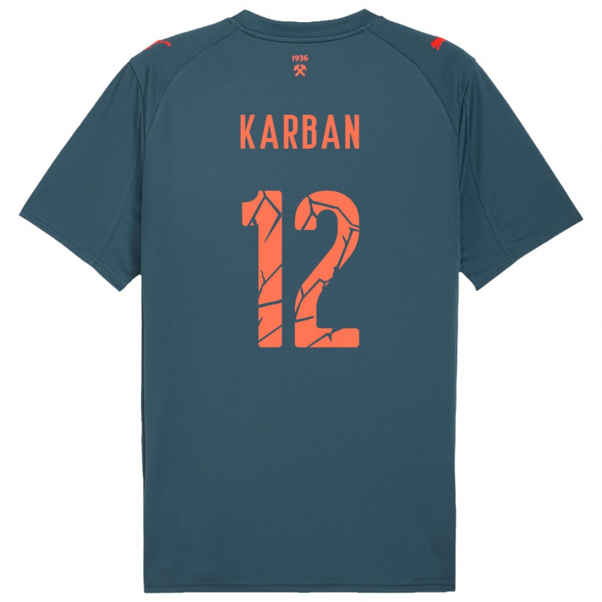 נשים Yevheniia Karban #12 כחול נייבי אדום הרחק ג'רזי 2025/26 חולצה קצרה