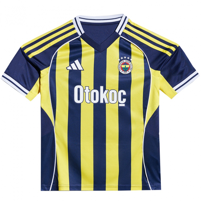 ילדים מילאן שקריניאר #37 צהוב כחול נייבי לבן ג'רזי ביתית 2025/26 חולצה קצרה ילדים מילאן שקריניאר #37 צהוב כחול נייבי לבן ג'רזי ביתית 2025/26 חולצה קצרה