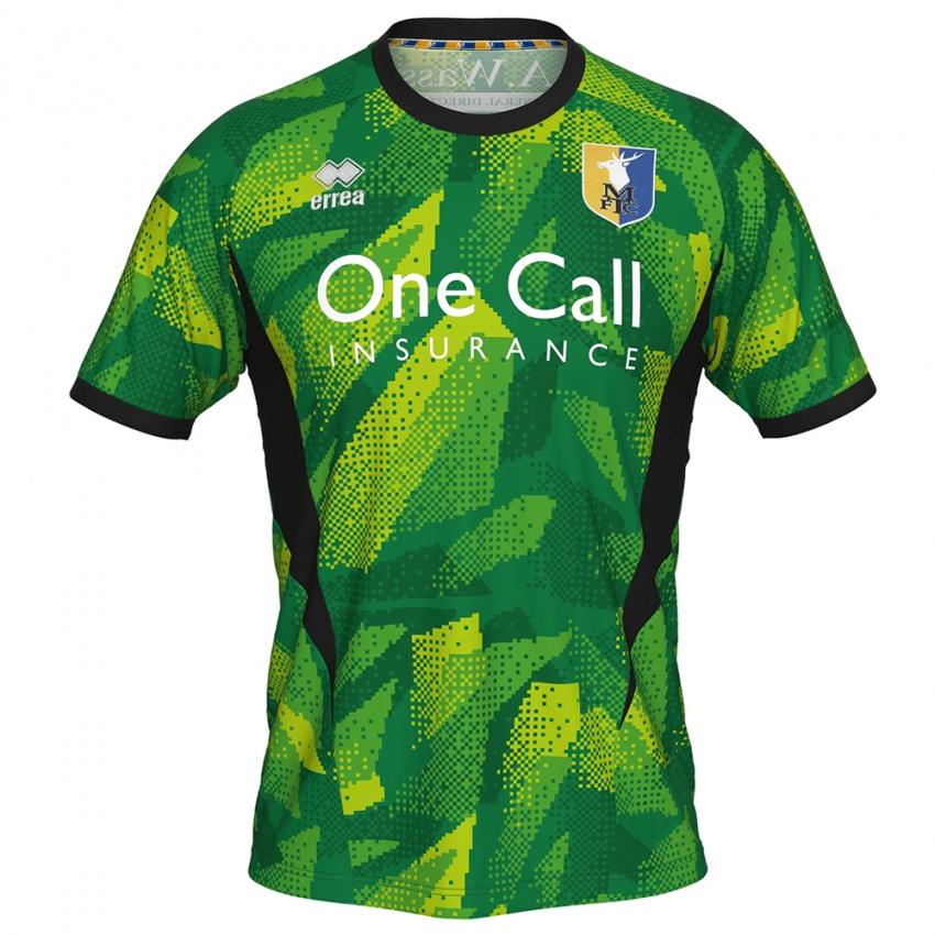 ילדים מנספילד טאון ירוק שחור חולצת שוער 2025/26 חולצה קצרה