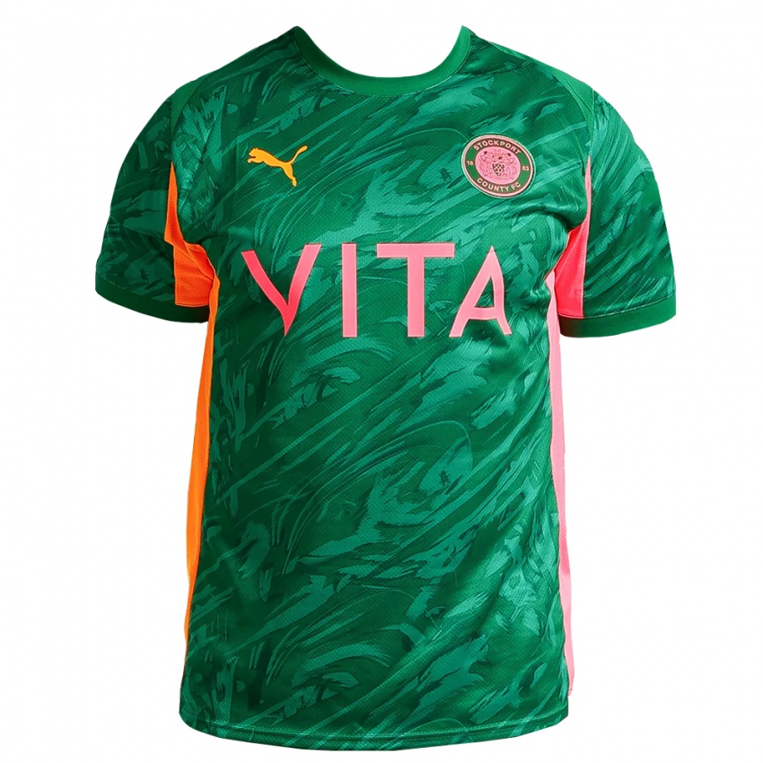 ילדים סטוקפורט קאונטי ירוק ורוד לבן חולצת שוער 2025/26 חולצה קצרה