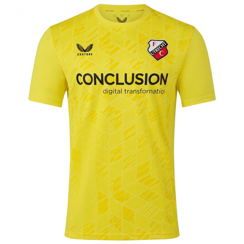 ילדים אוטרכט צהוב שחור חולצת שוער 2025/26 חולצה קצרה