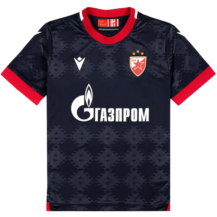 ילדים Mihajlo Milosavljevic #0 שחור אדום הרחק ג'רזי 2025/26 חולצה קצרה