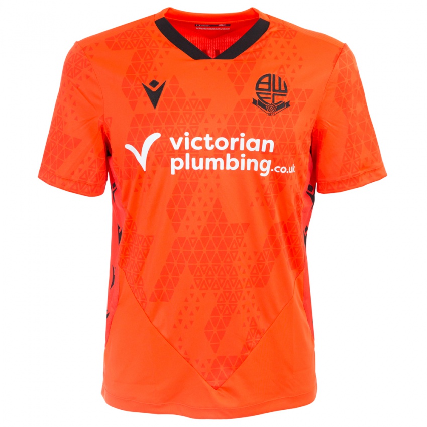 ילדים בולטון וונדררס שחור כתום חולצת שוער 2025/26 חולצה קצרה