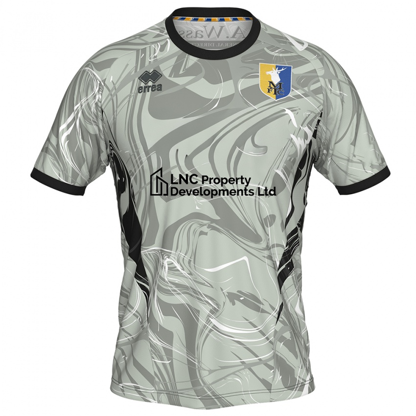 ילדים מנספילד טאון שחור אפור בהיר חולצת שוער 2025/26 חולצה קצרה